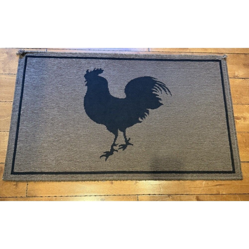 Unbranded Rooster rug Country Farmhouse Brown/black 28” X 46”